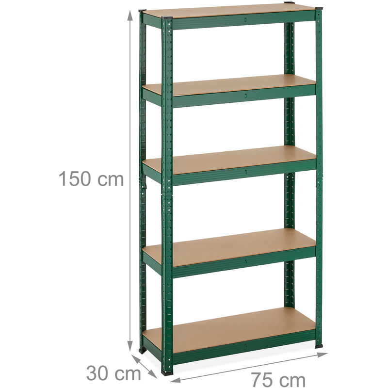 Relaxdays Étagère à charge lourde, 4 niveaux, HLP 156x80x40 cm, supporte  jusqu'à 280 kg, cave, garage, métal, anthracite