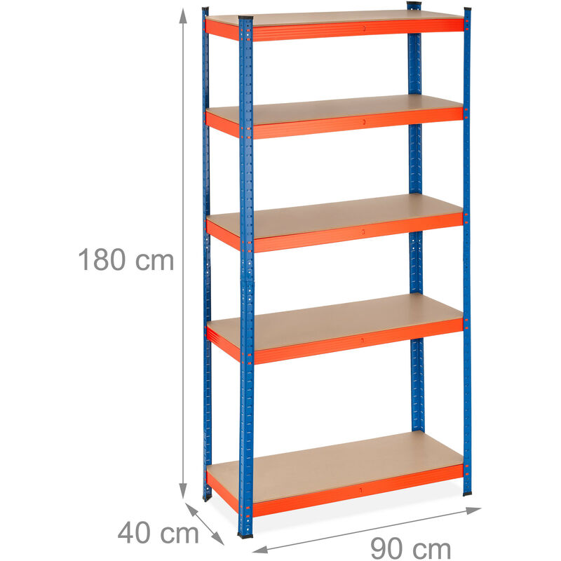 Relaxdays Étagère à charge lourde, 4 niveaux, HLP 156x80x40 cm, supporte  jusqu'à 280 kg, cave, garage, métal, anthracite