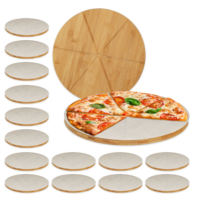 Planche Pizza Accessoire bambou Lot 2 Set Spatule Plaque Support
