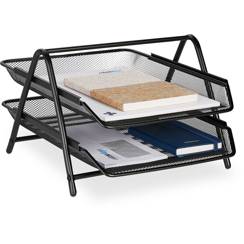 Relaxdays Rangement similicuir, 2 compartiments, format A4-C4, stable
