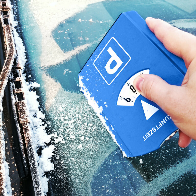 Disque De Stationnement Bleu Avec Grattoir à Glace - Jauge Profil Pneu + Jeton Caddie - Conforme UE