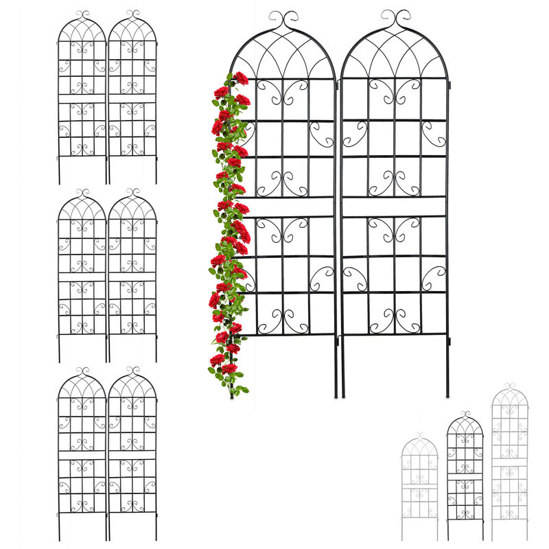 Treillis de jardin, métal, lot de 12, à planter, support pour plantes  grimpantes, 122x31 cm, jardin, noir