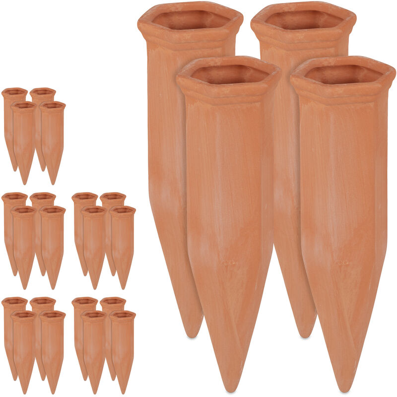 Cône en argile d'arrosage, lot de 12, accessoire d'arrosage, Bouteilles  d'1,5 L, 16,5 x 5 cm, terre cuite