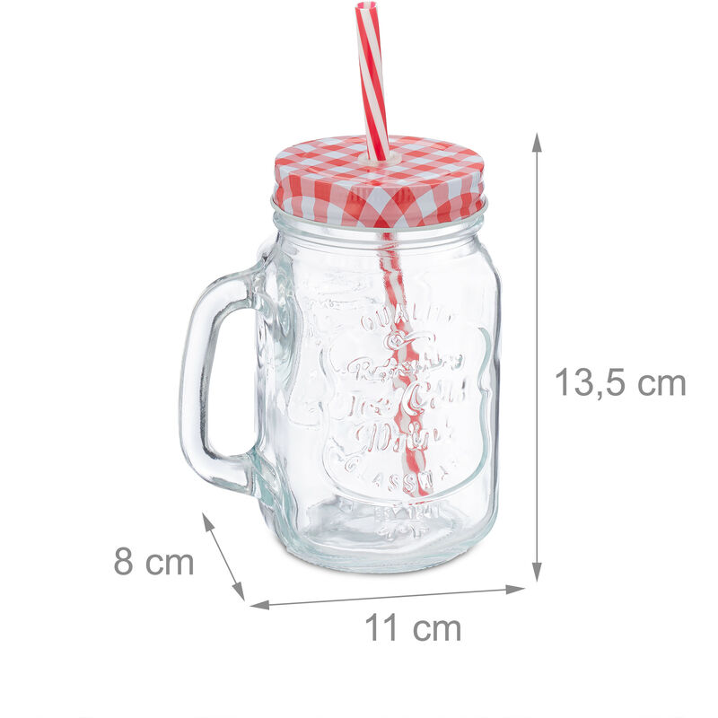 Lot De 10 Verres à Boisson Avec Couvercle Et Paille – 500 Ml, Design Rétro, Multicolore