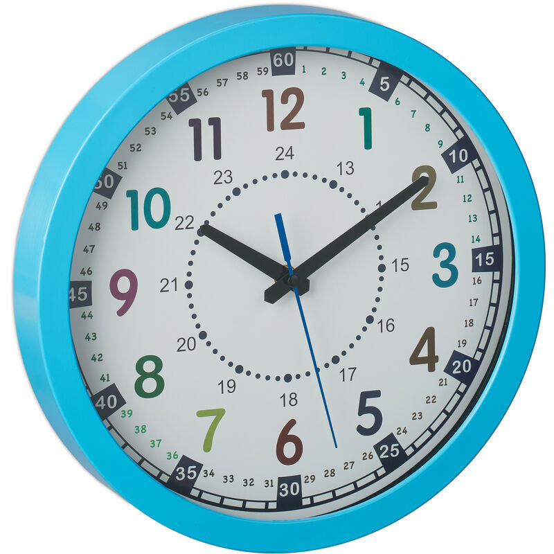 Horloge Murale Design Moderne 24 Heures - Horloge Alzheimer - Apprentissage  Enfant - Avec Cadran des Minutes - Pour Cuisine, Salon, Chambre - 30 CM