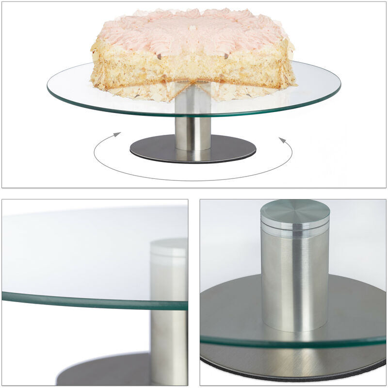 Plateau tournant 360° gâteaux, lot de 10, assiette présentation verre  pâtisserie 30 cm servir décorer, transparent