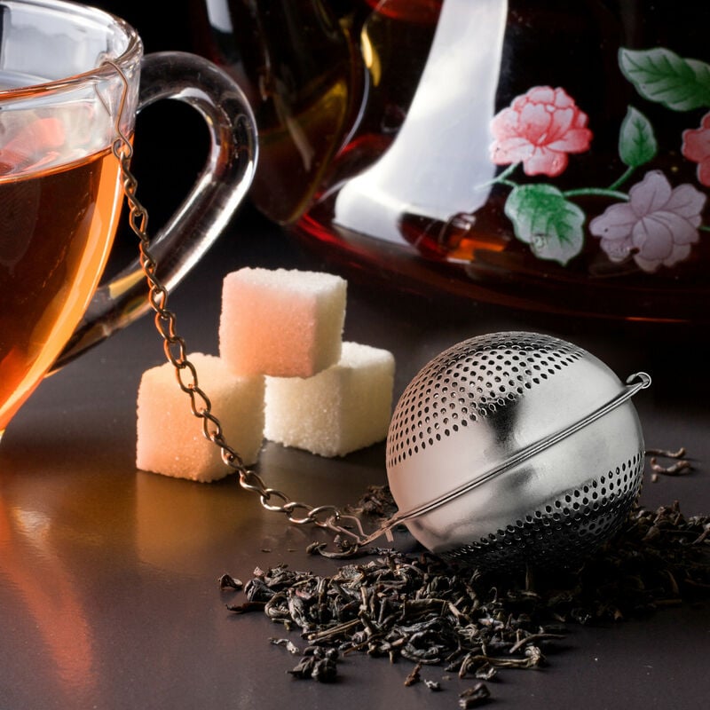 Boule à thé, infuseur à thé filtre à thé boule à épices passoire à thé avec  crochet à chaîne pour mug, tasse, théière, 6,5cm