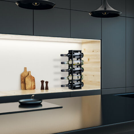 Relaxdays Lot De 2 Étagères à Vin Bambou Noir Pour 5 Bouteilles - Rangement Horizontal Cuisine Bar