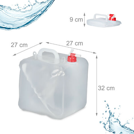 Relaxdays Bidon d'eau avec robinet, 20 litres, plastique sans BPA