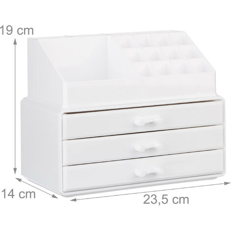 Boîte De Rangement Acrylique à 3 Tiroirs Pour Accessoires De Coiffure - Lot De 2 Organisateurs Blancs 13x8x9 Cm - Anti-poussière, Idéal Pour Salle De Bain