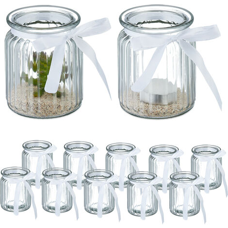 Photophores Flottants En Verre - Lot De 12 - Décoration De Table, Mariage, Bassin - Transparents, 5x6,5 Cm
