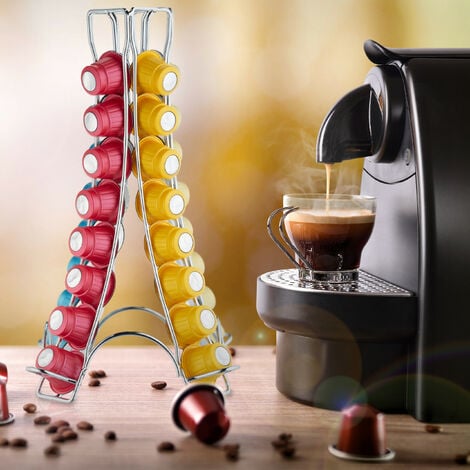 Relaxdays range capsule Nespresso, rotatif, porte capsules Nespresso,  bambou, HLP: 40,5 x 14 x 14 cm, nature