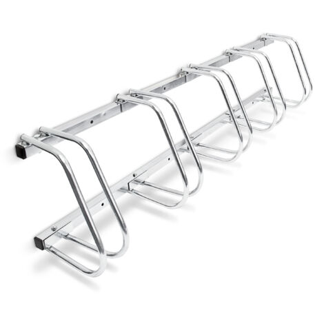 Râtelier 5 Vélos Relaxdays – Support Sol Métal Argenté, Garage & Extérieur, Roues Jusqu'à 50 Mm, Robuste & Résistant