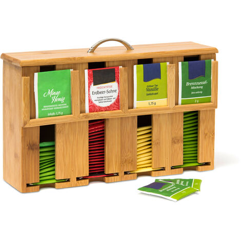Boîte de Thé Bambou Stockage Organisateur en Bois Pots 