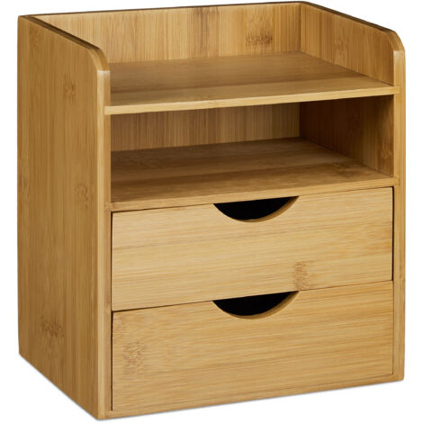 Organiseur De Bureau En Bambou Relaxdays - 5 Compartiments, Dimensions 12,5x32,5x20,5 Cm, Naturel, Pour Rangement Stylos Et Cosmétiques - 7