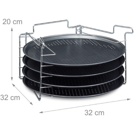 Plaque De Cuisson à Pizza En Acier Diamètre 22 Cm - Antiadhésive, Ronde, Pour Four - Pour Pizzas, Pains, Gâteaux, Légumes Rôtis