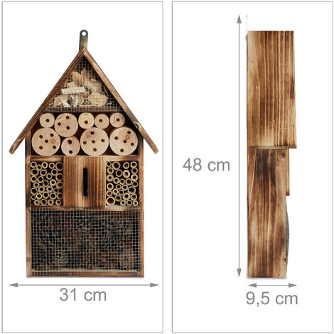 Relaxdays Hôtel à Insectes En Bois - Abeilles Sauvages Jardin Balcon 21x15,5x9cm