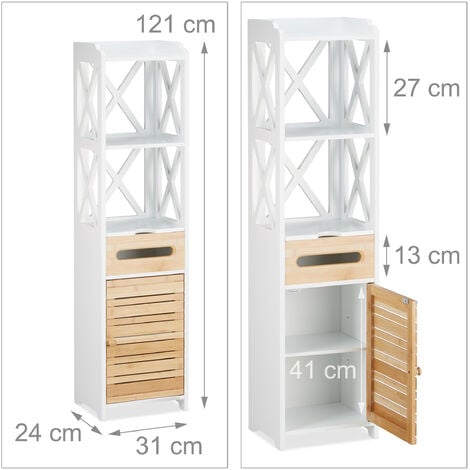 Relaxdays Petite armoire étagère avec 5 niveaux salle de bain cuisine  rangement multi-fonctions, blanc