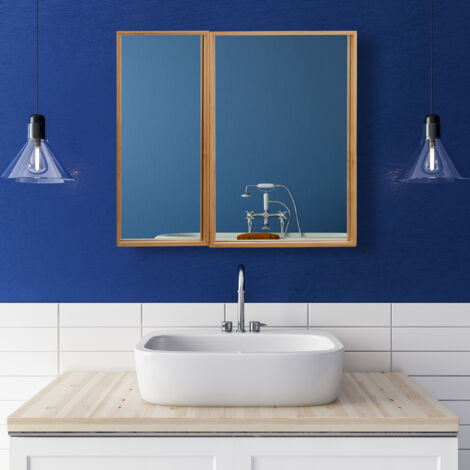 Armoire Salle De Bain En Bambou - 66x35x20 Cm - Étagère Réglable - Rangement Salle D'Eau Ou Cuisine