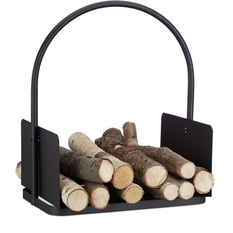 Feu de bois seau avec couvercle gris crème cheminée log bois métal stockage accessoire 
