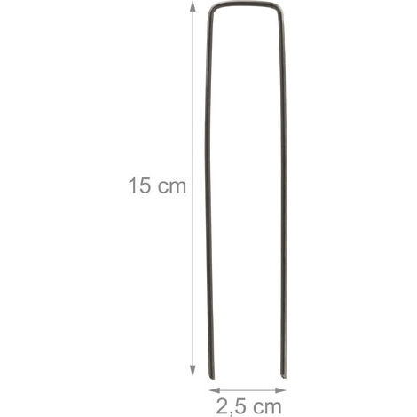 Lot De 50 Piquets Sardines En U + 50 Rondelles - Pour Fixer Bâche, Toile De Paillage, Géotextile - Longueur 15 Cm, Acier Galvanisé