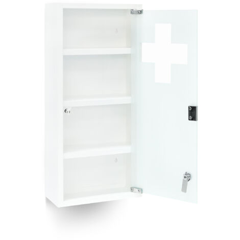 RELAXDAYS ARMOIRE À pharmacie blanche inox avec porte magnétique en RELAXDAYS ARMOIRE À pharmacie blanche inox avec porte magnétique en