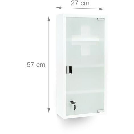 Relaxdays Armoire à Pharmacie, Porte En Verre, Verrouillable, 5 Relaxdays Armoire à Pharmacie, Porte En Verre, Verrouillable, 5