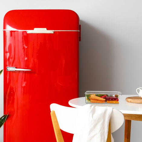 Relaxdays Organiseur frigo, en lot de 3, 2 dimensions différentes,  couvercle pour chaque, transparent et blanc