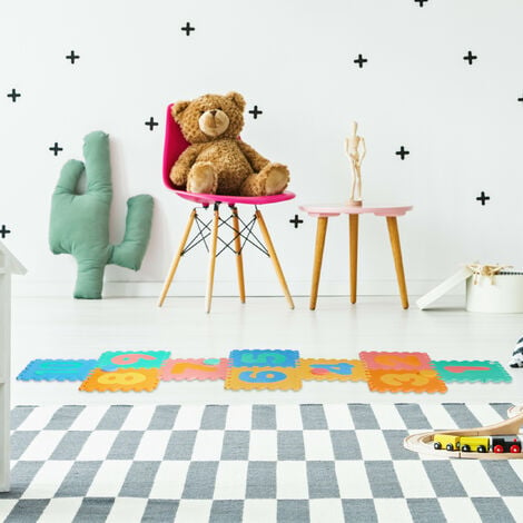 Relaxdays Tapis puzzle 25 pièces, mousse EVA, sans substances nocives, 0,77  m2, dalle jeu enfant avec bord, gris