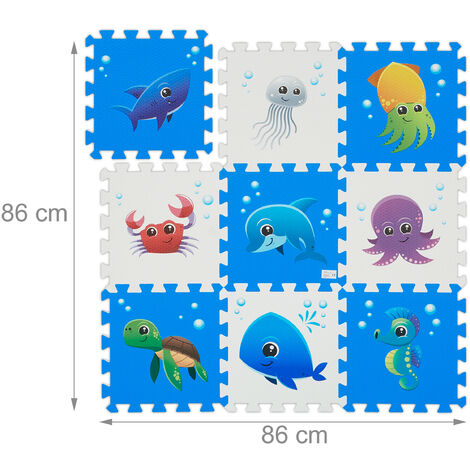 Relaxdays Tapis De Jeu Puzzle Dinosaures 4x3 Avec Bordure - Mousse EVA Sans Substances Nocives