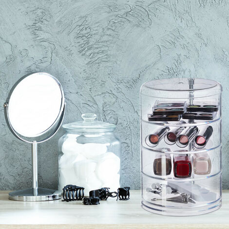 Relaxdays Organiseur Cosmétique 2 Parties Acrylique Doré – Rangement Maquillage, Bijoux, 16 Compartiments