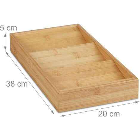 Relaxdays Lot De 2 Range-Épices Pour Tiroir En Bambou - 3 Compartiments Inclinés, Naturel