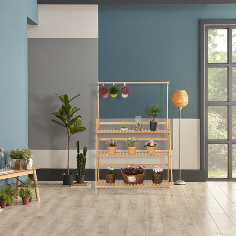 Étagère D’angle En Bambou 6 Niveaux Pour Plantes - 101x62x62 Cm - Rangement Salon Et Salle De Bain - Marron Foncé