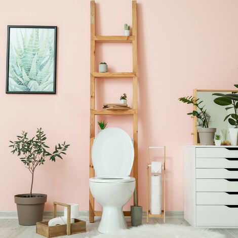 Relaxdays Support papier toilette en bambou, pour salle de bains & WC,  mural, autocollant, HxLxP: 5x16x13 cm, nature