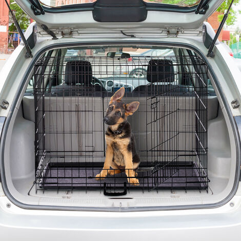 relaxdays voiture caisse chien - aluminium - caisse pour chien - cage de  transport 