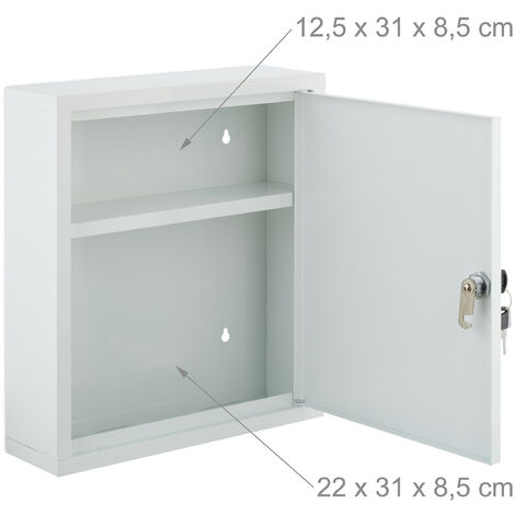 Armoire à Pharmacie Relaxdays - Verrouillable - 36x31,5x10 Cm - Blanc Et Vert - À Accrocher