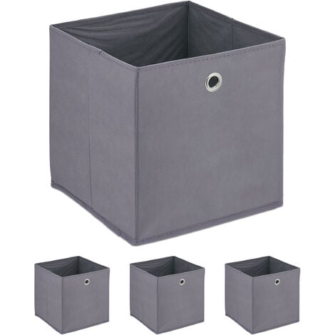 Boîte de rangement pliable, lot de 10, en tissu, caisses ouvertes, avec  poignées, HxlxP 30x30x30 cm, organiseur, gris