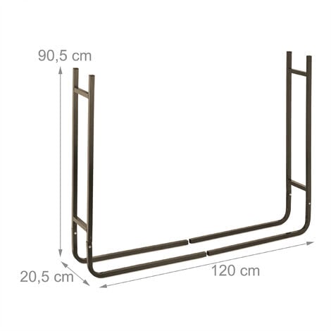 Relaxdays Porte-bûches de cheminée porte-revues inox métal moderne support  bois HxlxP: 19 x 37 x 33 cm, argent