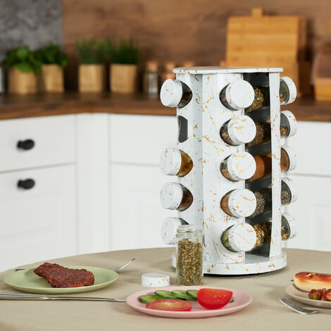 Tourniquet À Épices Avec 20 Pots En Verre, Embouts Tamiseur, Rotatif