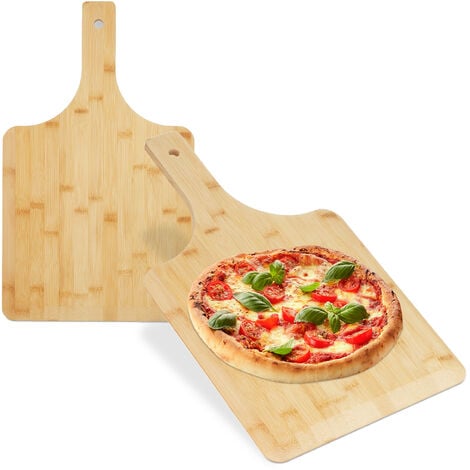 Relaxdays Pelle à pizza en bambou, lot de 2, 50x30 cm, carrée