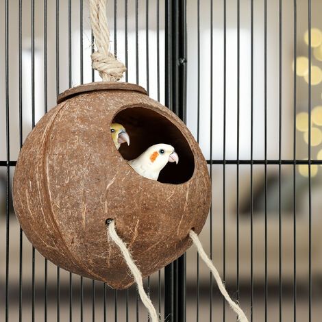 Relaxdays Nid d'oiseau avec échelle en bois, maison d'oiseau en