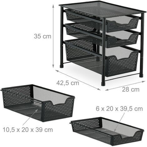 Organiseur pour placard de cuisine, corbeilles coulissantes, 2 tiroirs, métal, HxLxP: 40x15x46 cm, argenté, Relaxdays | Leroy Merlin Organiseur pour placard de cuisine, corbeilles coulissantes, 2 tiroirs, métal, HxLxP: 40x15x46 cm, argenté, Relaxdays | Leroy Merlin