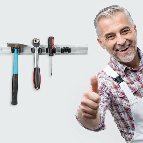 2 Pièces Ensemble Porte Outils Mural - Support Pinces Et Tournevis 40cm En Acier Carbone Noir
