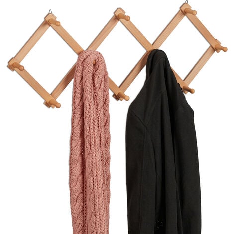 Relaxdays Porte-manteau pour porte, 10 crochets, garde-robe, à accrocher, 4  cm, chambre, salle-de-bain, noir/nature
