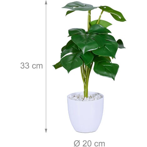 Plante artificielle pot en verre monstera 27 cm