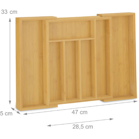 Range-couverts En Bambou Extensible - 5 à 7 Compartiments - Tiroir De Cuisine - Naturel