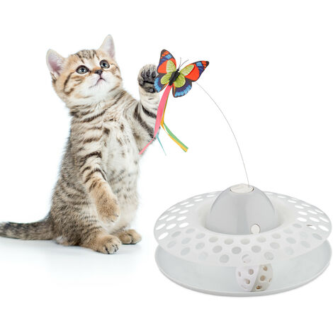 Jouet Pour Chat Papillon Rotatif électrique - 2 Papillons Clignotants - Jouet Interactif Avec Fixation - Pour Chaton Et Chiot