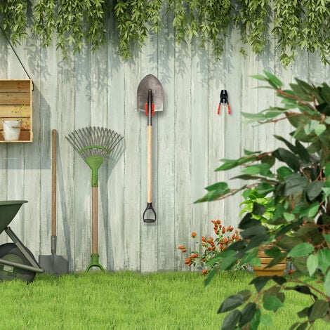 Porte-outils mural en métal (aluminium et acier), lot de 2, support pour  ranger les outils du jardin, argenté