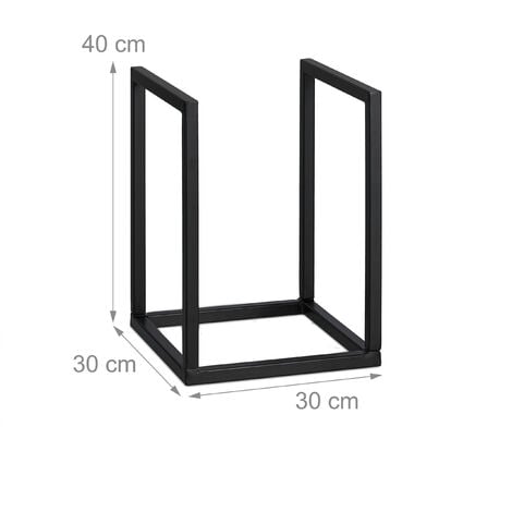 OUTSUNNY Porte bûches range bûches vertical en métal intérieur extérieur 50  x 30 x 100 cm noir
