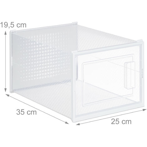 Lot De 12 Boîtes De Rangement à Chaussures Transparentes StowBin - Empilables, Avec Couvercle - Dimensions 32.5x23x13.5 Cm